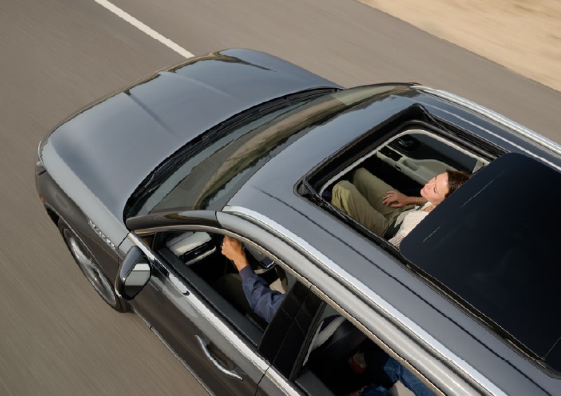 The available panoramic Vista Roof® of a 2027 Lincoln Aviator® SUV is open. | Crest Lincoln in Sterling Heights MI